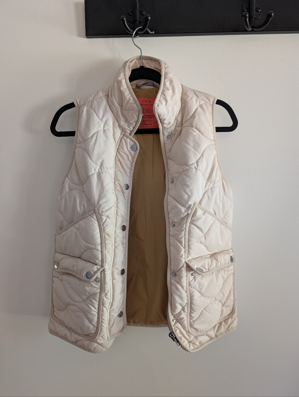 J. Crew Cream Quilted Sleeveless Puffer Vest